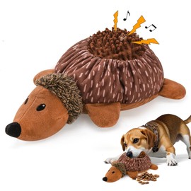 LIFLIX 2 in1 Treat Hiding Dog Toys, Snuffle and Squeaky Plush Dog Toy, Interactive Enrichment Stuffed Toys for Small Medium Large Breeds, Hedgehog Shape