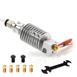 V5 J-Head i3 Mega Hottend 12 V with 2 Pieces V6 Nozzle Made of Hardened Steel 0.4 mm 5 Pieces V6 Brass Nozzles 0.4 mm for Anycubic Mega i3, Prusa I3 Series 3D Printer Parts Upgrades