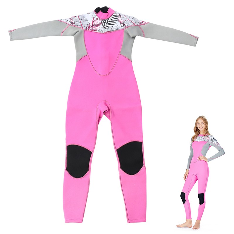 Women's Long Sleeve Wetsuit Neoprene Elastic Swimming Surfing Diving Swimsuit(XL)