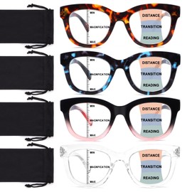 CHOFILORD Progressive Multifocus Reading Glasses for Women Men Blue Light Blocking Computer No Line Multifocal Readers (A2 Multicolor, 2.00, Diopters)