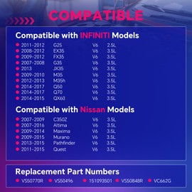 NTLTPYY Valve Cover Gasket for INFINITI G25 G35 EX35 FX35 JX35 M35 M35h Q50 Q70 QX60, for Nissan 350Z Altima Maxima Murano Pathfinder Quest 2.5L V6 3.5L V6 2007-2017, Replace# VS50770R VS50848R