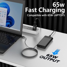 65W USB C Laptop Charger Compatible with HP EliteBook Ultra 14 G1q/6 G1a 14/G1i 16 1040 840 845 830 835 630 640 645 660 665 G11 G10 ProBook 4 G1a/G1i 14 440 445 450 460 465 G11 G10 Type C AC Adapter