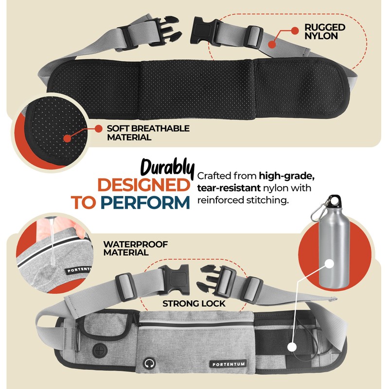 PORTENTUM Laisse canicross Chien, Main Libre Chien, Anti-tirons, pour Ceinture,