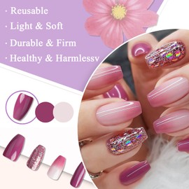 Pack of 24 False Nails Purple Gradient Press On Nails Coffin Short French Tips Artificial Nails Full Cover Artificial Nails for Gluing Natural Acrylic Fingernails Fake Nails for Women and Girls