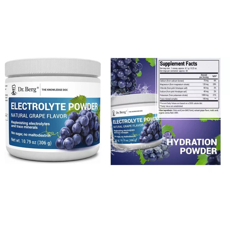 Dr Berg's Original Keto Electrolytes Powder 50 Servings Grape Flavor,