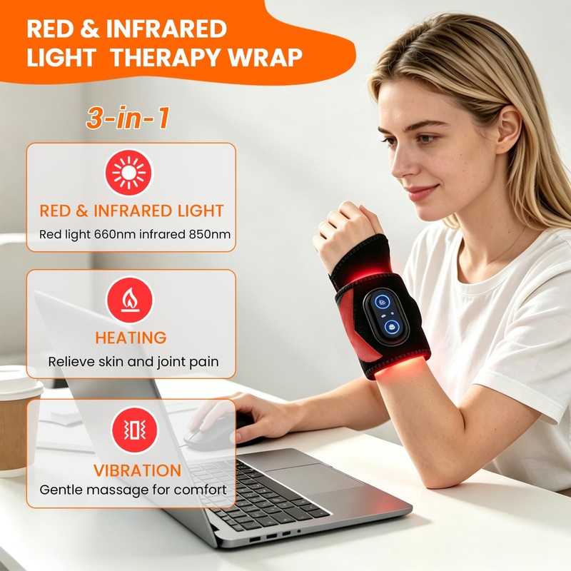 Red & Infrared Light Therapy Wrap for Wrist Relieve Carpal