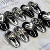 Chrome silver handmade nail tips, pedi tips - Oval M