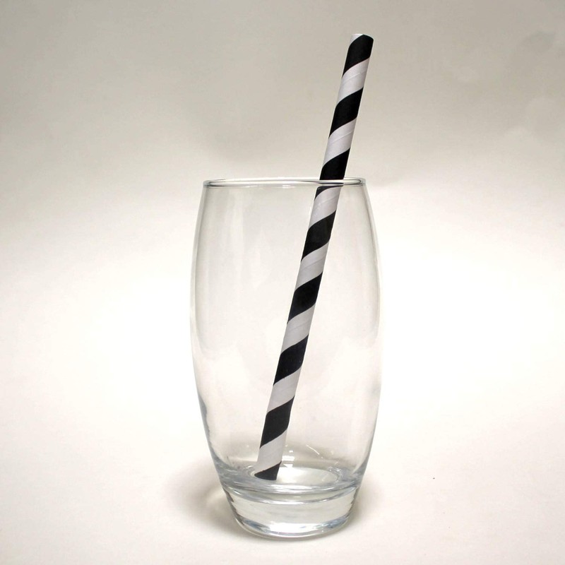 Black & White Striped Paper Straws (10mm x 200mm) -