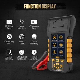 AUTOOL Car Battery Tester 12V 24V Automotive Battery Load Tester with Printer 20-2000CCA Alternator Tester, Cranking & Charging & Leakage Test, 3.2" Screen with Data Review Reverse Polarity Protection