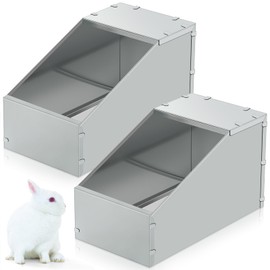 Maxcheck 2 Pcs Galvanized Metal Rabbit Nesting Box Bunny Small Animal Nest with Removable Acrylic Floor Durable Easy to Clean for Indoor Outdoor Use Rabbit Supplies (18.5 * 10.6 * 10 Inch)