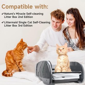 Permanent Waste Receptacle with 40 Litter Box Liners Compatible with Nature's Miracle Litter Box 2nd Version and Littermaid 3rd Edition, Litter Box with Cat Litter Liner (Machine NOT Included)