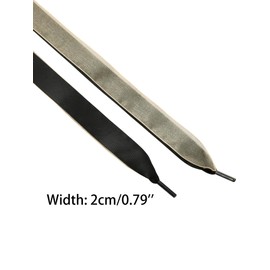 Elerevyo Satin Ribbon Shoelaces Double Layered Flat Snow Yarn Shoe Laces for Women 1 Pair 140cm/55.12" Black-Khaki