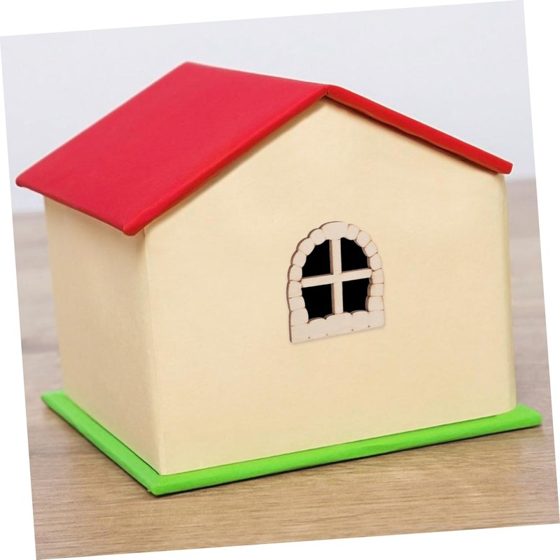 TEHAUX 25pcs Unfinished Wooden Miniature Door and Window Set DIY