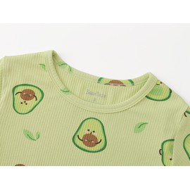Beezizac Pajamas for Toddler Little Girls Comfortable Green Avocado Summer 2-Piece Kid Short Sleeves PJ Set Size 8