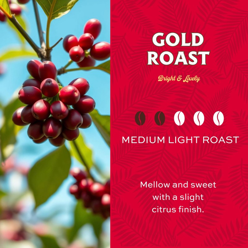 Lion Coffee Gold Roast Ground Coffee, Medium-Light Roast, A Taste