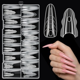 AOOWU Sandwich Dual Nail Forms, 180 Pcs Gel Nail Tip Forms, Professional Sandwich Nail Extensions, Original Quick Nails Extension, Salon Nail Art Tools for Beginners, Professionals, Home (Almond)