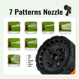 FEVONE 100 FT x 1/2” Retractable Garden Hose Reel, Any Length Lock, Auto Rewind, 180° Swivel Bracket, 7 Pattern Nozzle, 3/4"NPT Fittings, 6.56 ft Lead-in Hose, Wall Mounted