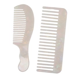 Outanaya 2pcs Portable Acetate Wide Tooth Comb with Static Technology Lightweight Hair Styling Tools for Women Detangling Curly Straight Wet Dry Hair Compact Travel Friendly Design