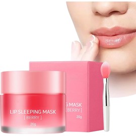 Mascarilla Hidratante Para Labios – Bálsamo Labial Reparador De Día Y Noche Para Labios Secos Y Agrietados – Reduce Las Líneas De Los Labios (Berry)