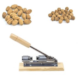 XLKJ Nutcracker Walnuts, Walnut Cracker with Wooden Base Handle, Stainless Steel Nutcracker Hazelnut Tongs Manual Pecan Nut Cracker for Walnuts, Chestnuts, Pecans, Hazelnuts, Almonds, Brazil Nuts