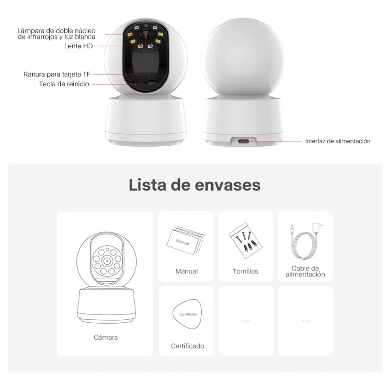 Cámara Seguridad 5mp*355°wifi Hd Led Monitoreo Llamadas Voz