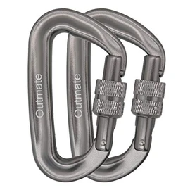 Outmate 12kN Heavy-Duty Carabiner Clips - Durable, Lightweight Aluminum Alloy Carabiners for Hiking, Camping, Keychains, Dog Leashes, Hammocks & More(Screw gate,2 Gray)