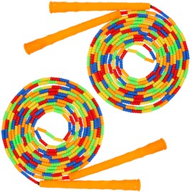 Supertrip - Cuerda de saltar doble holandesa con abalorio suaves, cuerda de saltar larga de 16 pies, paquete de 2, cuerdas de saltar para mujeres, adultos y niños, cuerda de saltar ajustable, lo suficientemente larga para 4 a 5 saltadores, color naranja