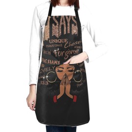 Maynofu Black Girl Waterproof Chef Apron for Women with Pockets Cute Stylish Adjustable Aprons for Kitchen Cooking Home Apron