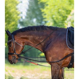 Waldhausen W-TRAINREIN Leather Triangle Reins: Riding Accessories, Lunging Accessories, Flexible Ties for Horse Training, Riding Aid and Horse Gymnastics, WB, Black