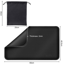 HTTYHT Fireproof Mat 60 x 40 cm Double-Sided Fibreglass Heat Protection Mat Heat Resistant Up to 550 °C Strong Fire Protection Mat with Storage Bag Fireproof Mat for Camping Fireplace Lawn