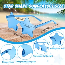 NACHLYNN Rimless Star Shaped Sunglasses Pentagram Glasses Transparent Sunglasses Valentine Day Party Favor (6, Light Blue)