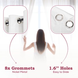 Mayfair Linen 3 Ply White Linen Curtains 84 Inch Length 2 Panels Set - Bedroom Living Room Curtains 84 Inches Long, Rod Pocket Back Tab Textured Window Drapes Soft Semi Sheer Light Filtering Panels