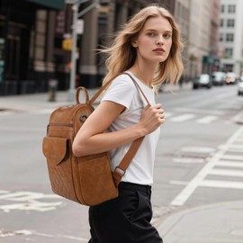 RAINSMORE Backpack Purse for Women Fashion Leather Backpack Designer Ladies Shoulder Bag Convertible Small Travel Backpack