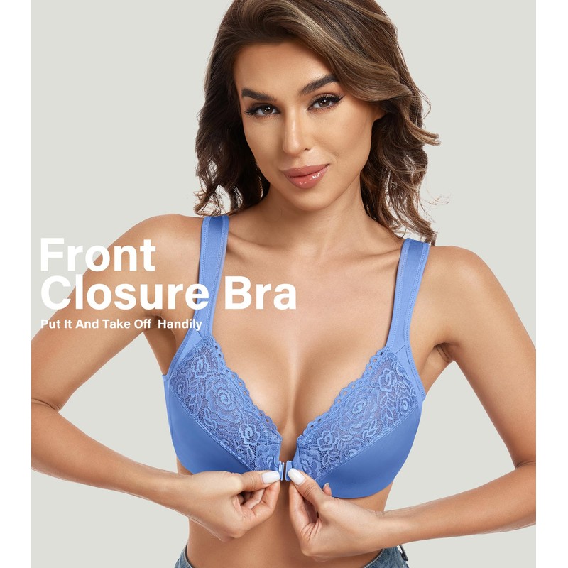 HACI Front Closure Bra for Women Unpadded Underwire Full Coverage
