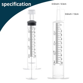 20Pack 10ml/cc Liquid Measuring Syringe with Caps - Precise tsp & ml Measurement for Scientific Labs, Feeding Tools - Individually Packed