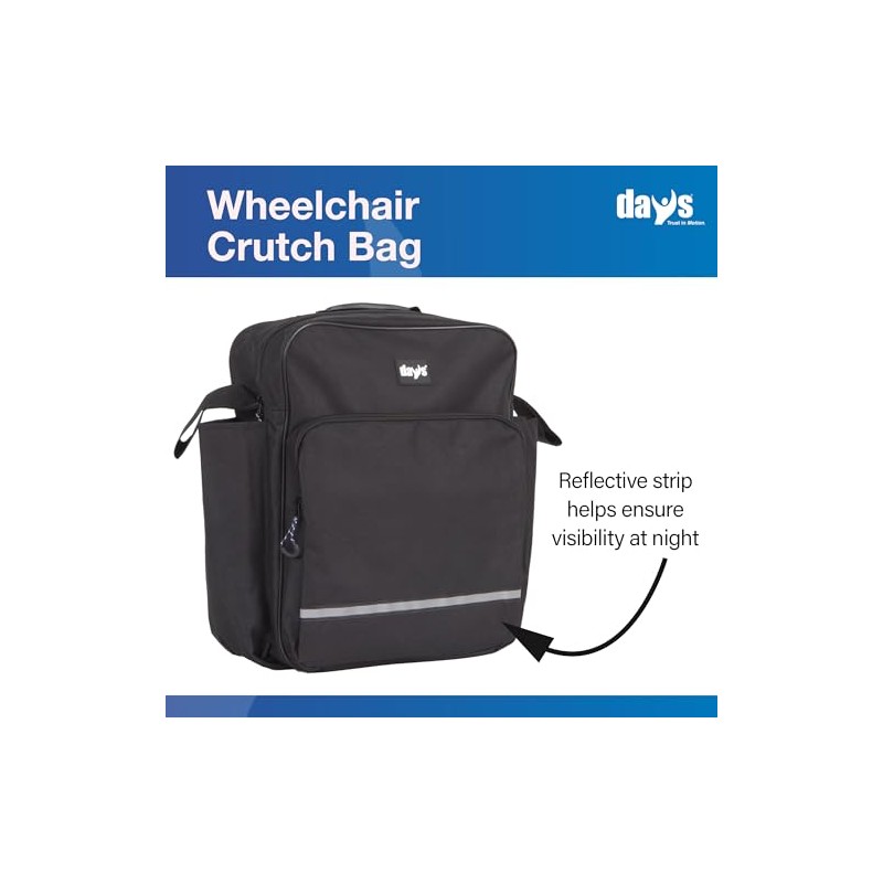 Days Wheelchair Bag with Crutch Pocket, 27L, Black