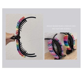 2pcs Black Simulation Pearl Claw Clip Hair Tool Accessory Hair Jewelry Hairpin Hair Claw Gripper Side-knotted Clip Female Acrylic With Pearl Rhinestone Accessory (color)