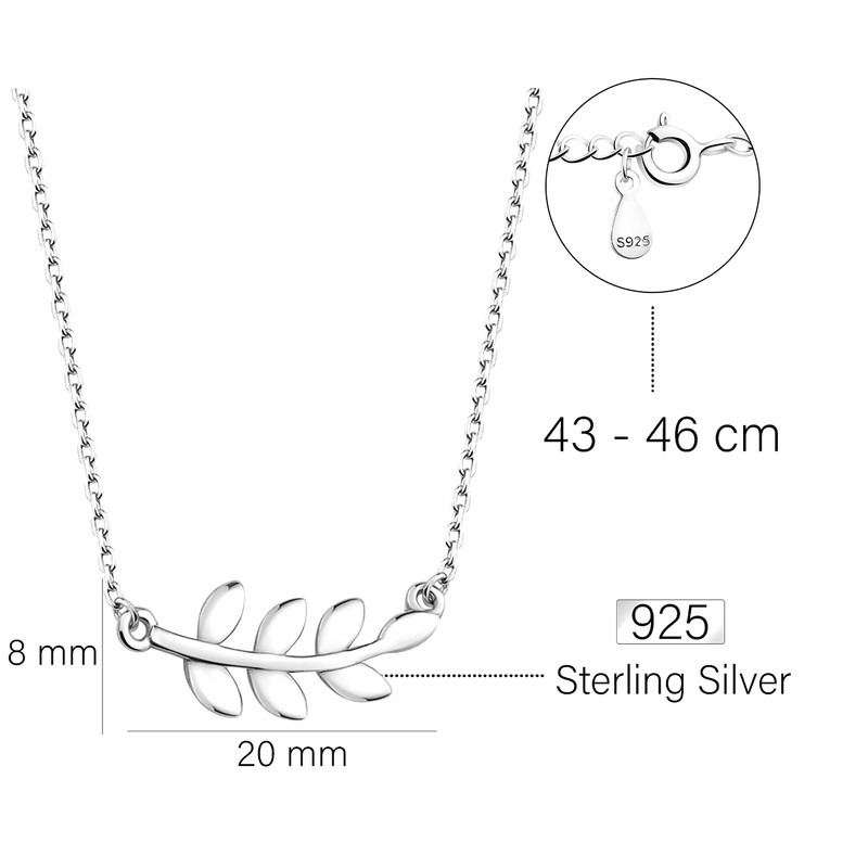 Sofia Milani - Women's Necklace 925 Silver - Leaf Pendant