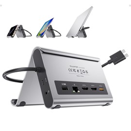 PULWTOP USB C Docking Station Dual 4K Monitor for MacBook Pro/Air M3/M4, MacBook Pro Dock Stand Dual Display Laptop Docking Station with 2 HDMI, PD, Ethernet, USB A/C 10Gbps, Audio, SD/TF, USB 2.0