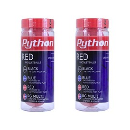 Python 3 Ball Can Red Racquetballs (Lightning Fast!) (2-Packs/Cans, 6-Balls)
