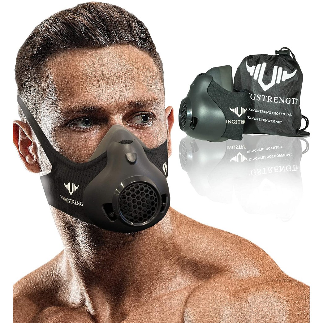 VIKINGSTRENGTH New 24 Levels Workout Mask for Running Biking MMA Endurance with Adjustable Resistance, High Altitude Elevation Mask for Air Resistance Training (Improved Design)
