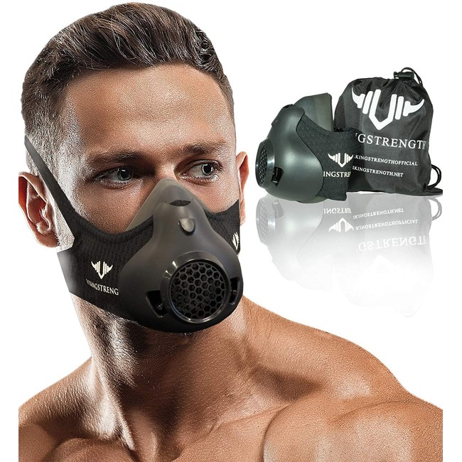 VIKINGSTRENGTH New 24 Levels Workout Mask for Running Biking MMA Endurance with Adjustable Resistance, High Altitude Elevation Mask for Air Resistance Training (Improved Design)