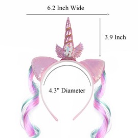 Ornaous Cute Unicorn Headband for Women, Pink Unicorn Horn Hairband for Girls Kids Birthday Party Costumes