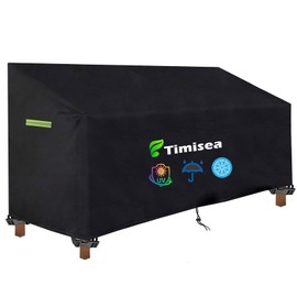 Timisea 3 Seater Garden Bench Protective Cover with Drawstring 4 Snap Closure Straps Windproof Tarpaulin Waterproof UV-Resistant Oxford Fabric Protective Cover for Garden Furniture Garden Sofa