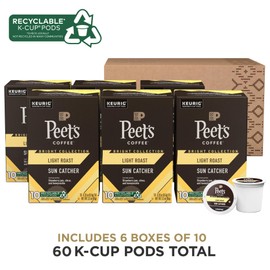 Peet's Coffee, Light Roast Keurig K-Cup Pods, 100% Arabica Coffee - Sun Catcher 60 Count (6 Boxes of 10 Pods)