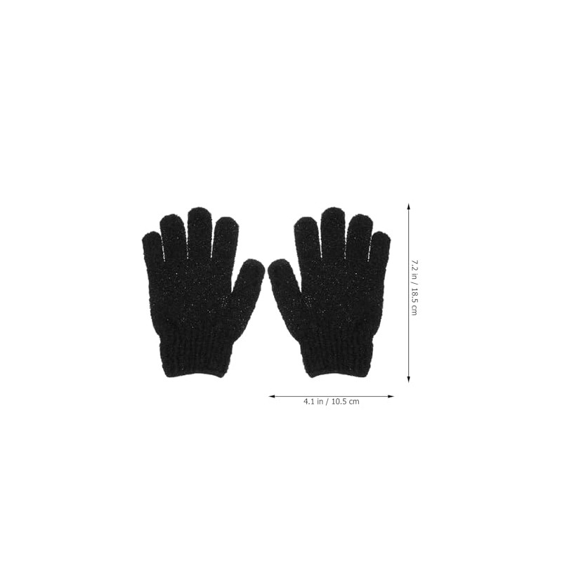 Guantes de Ducha Exfoliantes Negros de Poliéster, 4 Pares