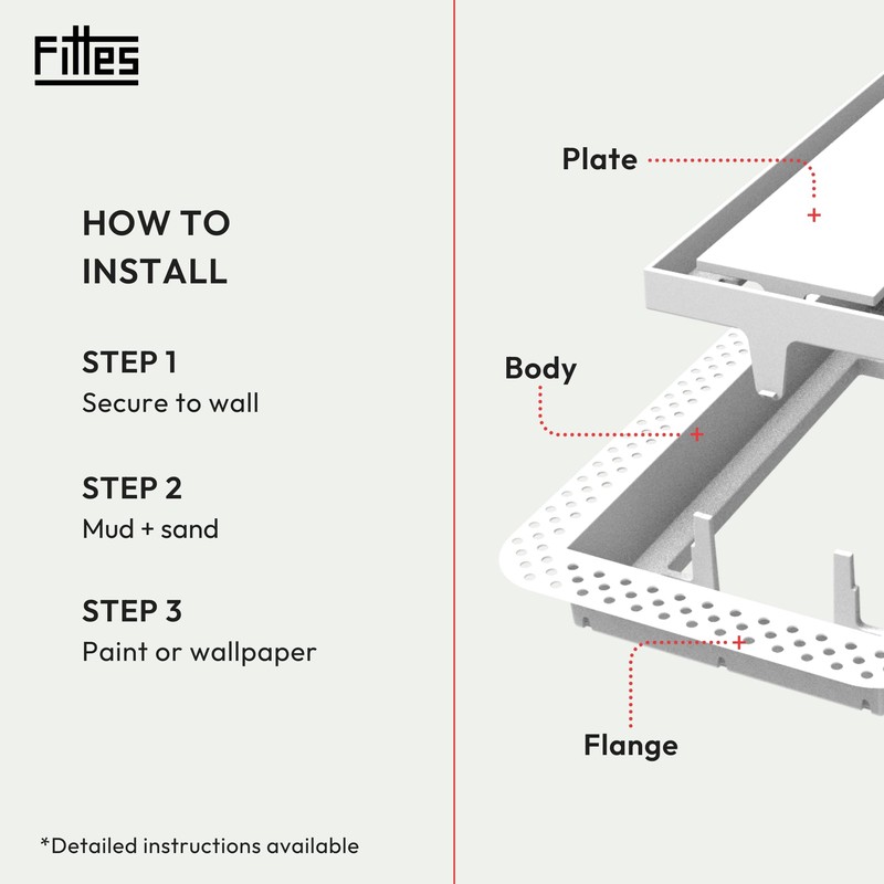 Fittes Flush Wall Vent [Lite+] - 6"x12" - Cotton White