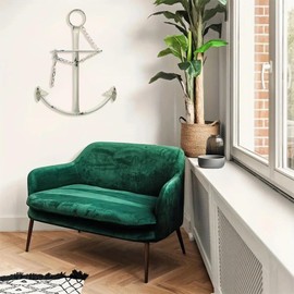 Nautical Anchor Wall Decor,Antique Metal Anchor Art Wall Decor With Chain for Bedroom Living Room Dorm Home/13" Antique Anchor with Chain Wall Decor,Antique Metal Anchor Farmhouse Decor(Creamy White)