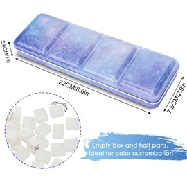 PEVART Empty Watercolor Palette, Metal Empty Watercolor Tin Palette Paint Case with Fold Out Palette with 37 Empty Half Pans for DIY Painting Tray Palette Kit, Travel Palette and Plein Air Painting