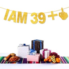 YQWIN 40th Birthday Decoration I Am 39+1 Banner Gold Glitter 40th Birthday Banner 40th Birthday Party Sign Funny 40 Bday Party Decoration 40 Years Old Birthday Supplies Cheers to 40 Years Gold Glitter Banner for Men Women 40 Years Birthday Party Decorati